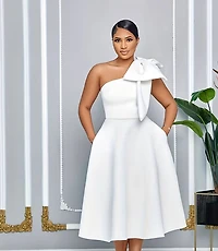 White One Shoulder with Bow Gown