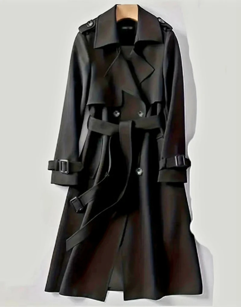 WIND BREAKER MID - LENGHT BLACK TRENCH COAT
