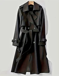 WIND BREAKER MID - LENGHT BLACK TRENCH COAT