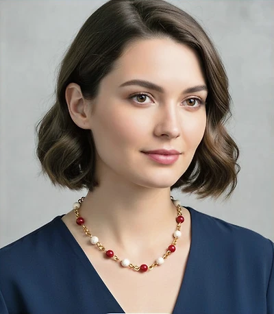 Natural Stone  White Howlite &Red Coral