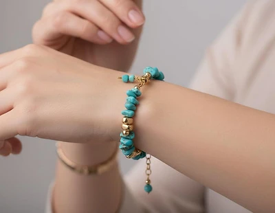 Natural Turquoise Stone Chips Bracelet