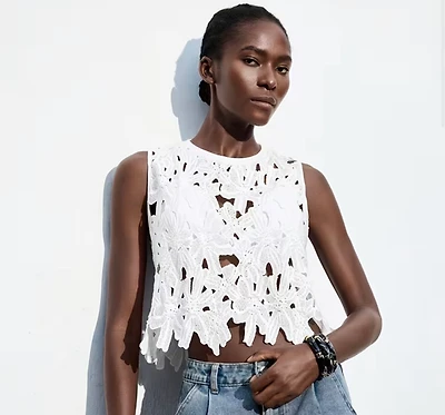 White Floral Lace Top