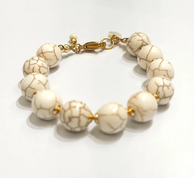 Natural Stone White Howlite- Turquoise