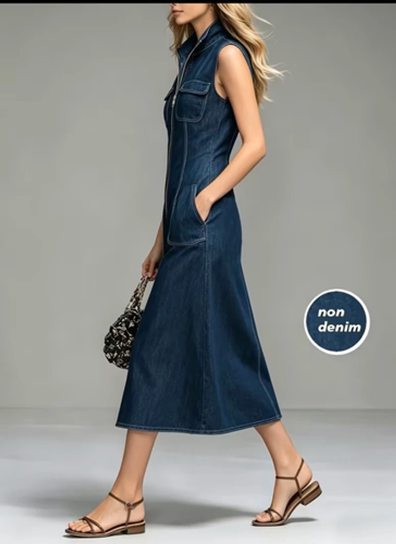 Stylish Sleeveless Front Zip Dress