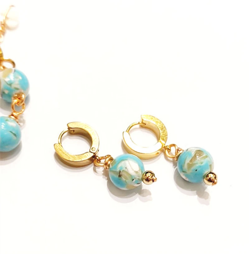 Natural Lake Blue Shell Turquoise Earring 