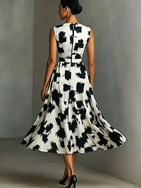 Abstract Art Print Round Neck Dress