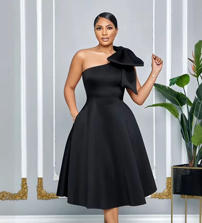 Black One Shoulder Gown