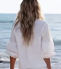 Embroidered  V-Neck Long Sleeve Tunic