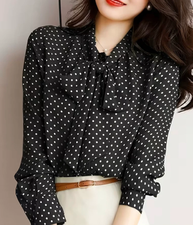 Classic Black Polka Dot Blouse