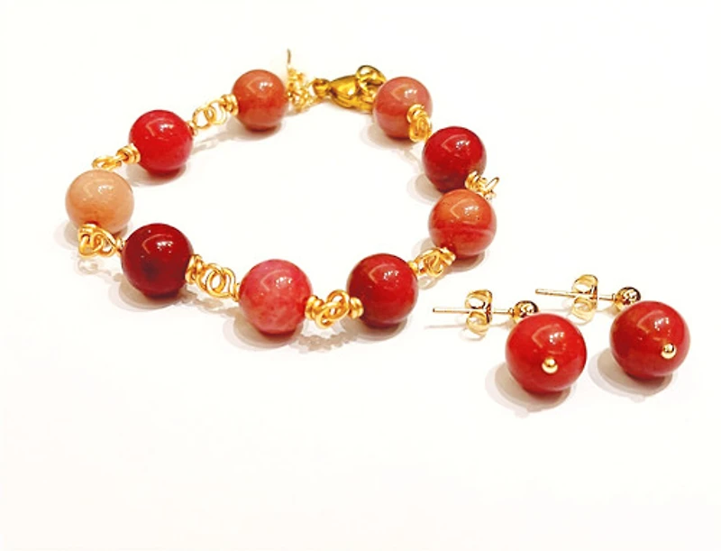 Rhodochrosite Stone Earring