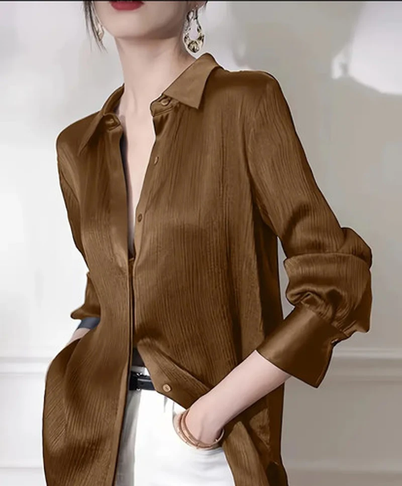 Coffee Brown Satin Blouse