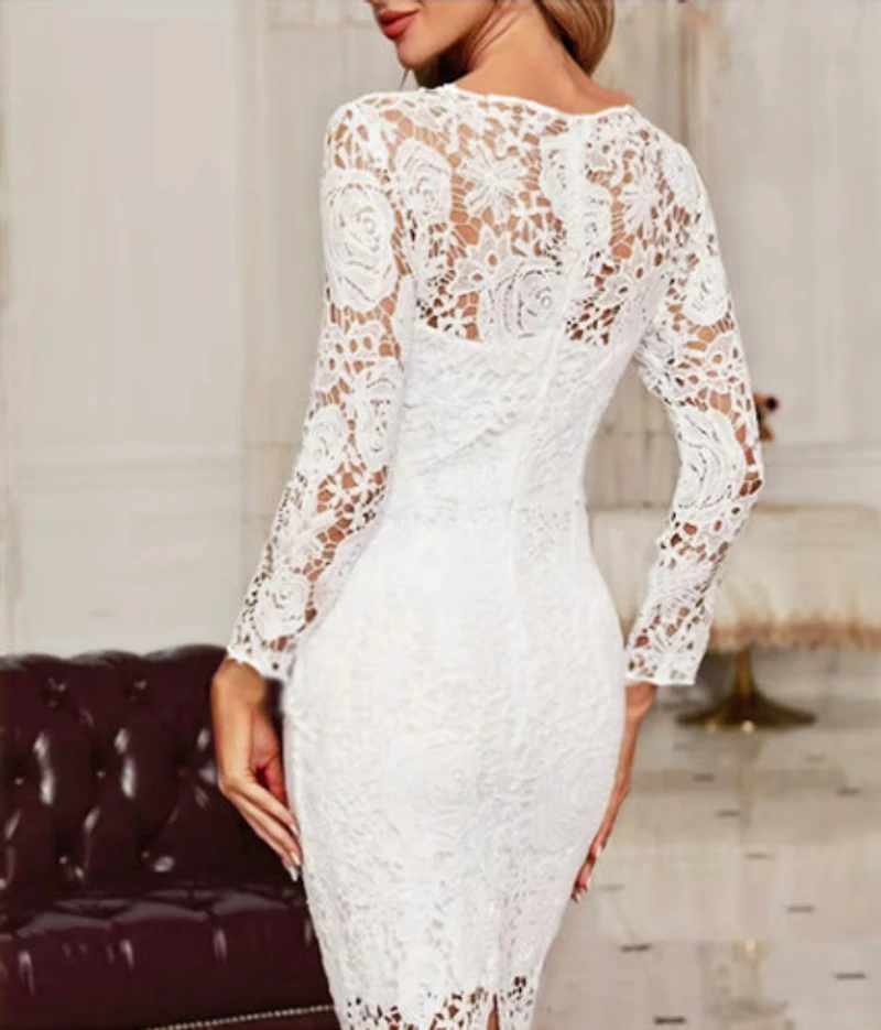 White Elegant Lace Dress