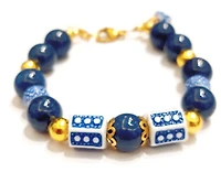 Blue Lapis Lasuli  Bracelet Drum Porcelain
