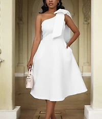 White One Shoulder with Bow Gown