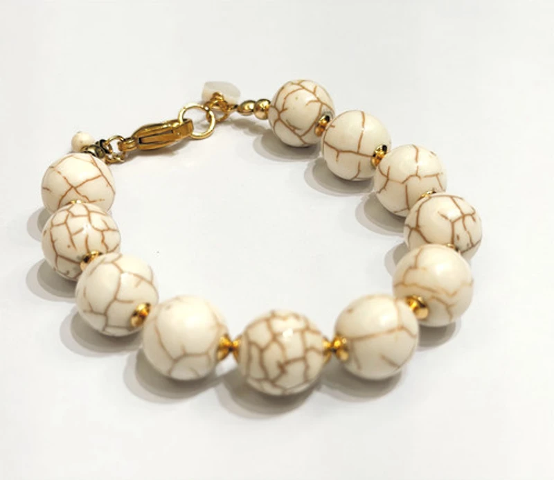 Natural Stone White Howlite- Turquoise