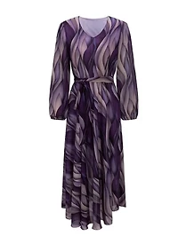 Purple Chiffon Midi Dress