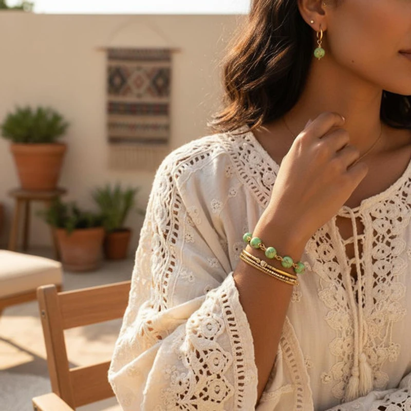 Natural Green Shell Howlite Turquoise  Earring 