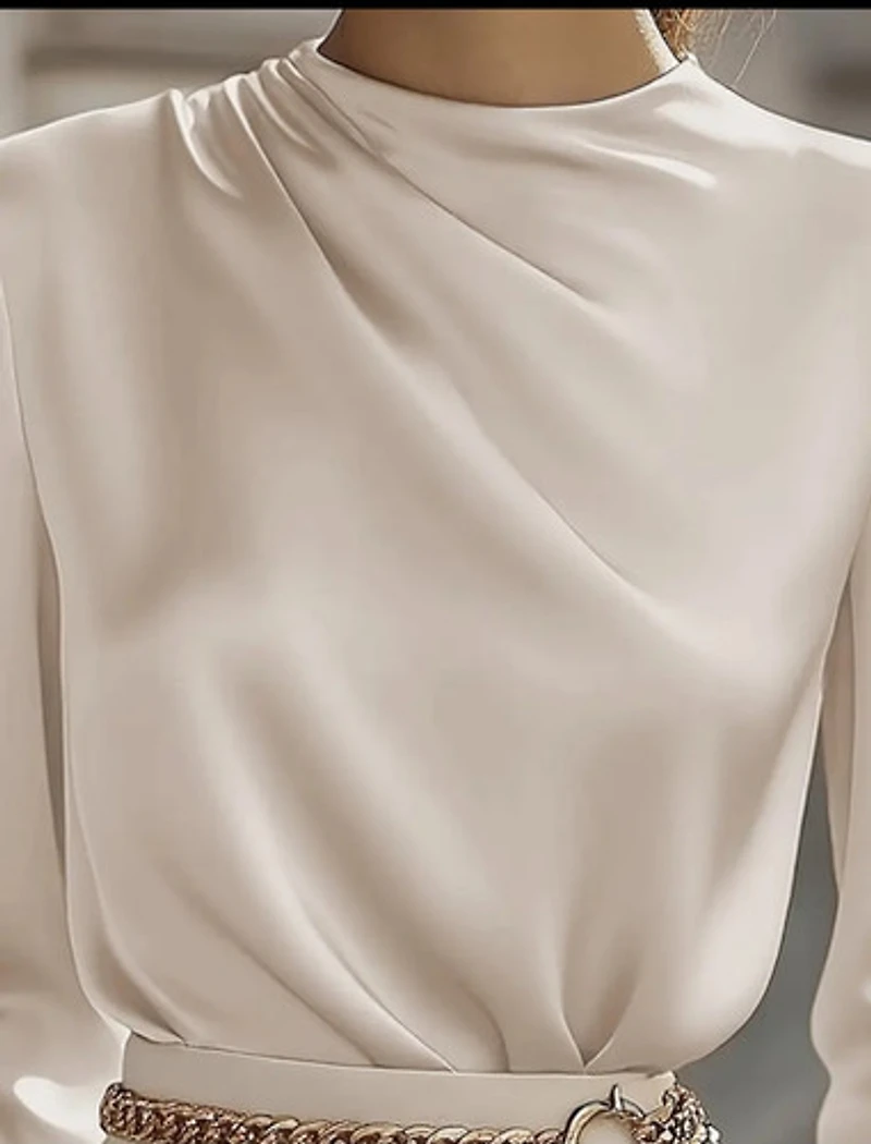 Elegant Collar Rouged Neck Detail Blouse