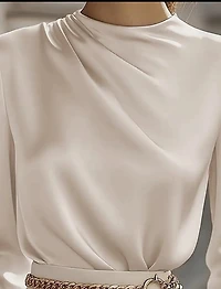 Elegant Collar Rouged Neck Detail Blouse
