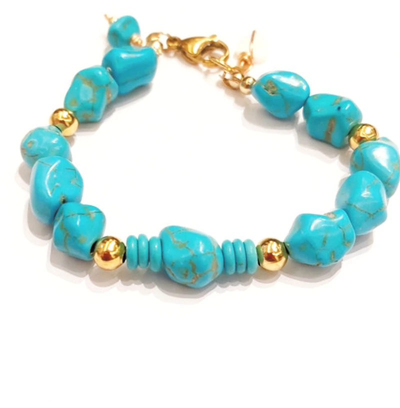 Natural Stone Blue Turquoise Bracelet