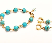 Natural Blue Golden Brown Turquoise Bracelet 