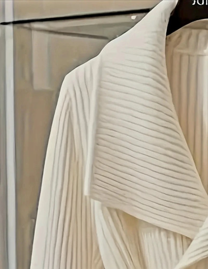 Elegant Off White  Cardigan with Golden Buttons and Belt