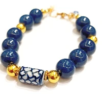 Chuncky Lapis Lasuli Bracelet 24K Gold Plated Bead