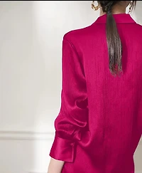Red Rose Satin Long Sleeve Blouse