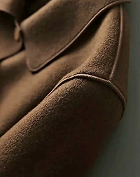 Collar Single Breasted Brown Jacket