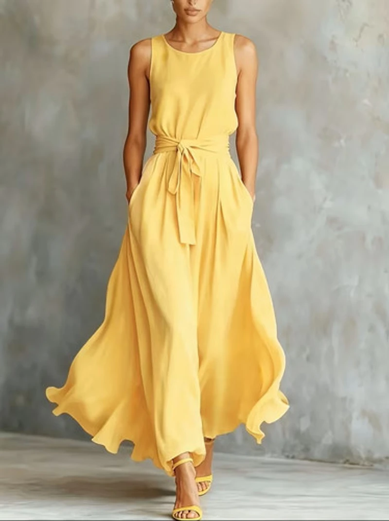 Yellow Lightweight Chiffon Dress