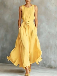 Yellow Lightweight Chiffon Dress