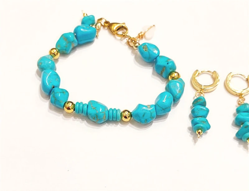 Natural Stone Blue Turquoise Bracelet