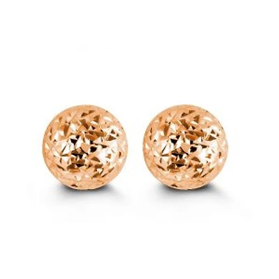 10kt Diamond-Cut Ball Stud Earrings 8mm