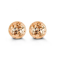 10kt Diamond-Cut Ball Stud Earrings 8mm