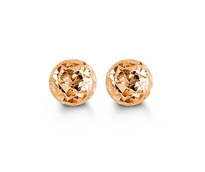 10kt Diamond-Cut Ball Stud Earrings 5mm