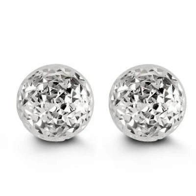 10kt Diamond-Cut Ball Stud Earrings 10mm