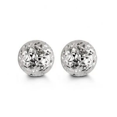 10kt Diamond-Cut Ball Stud Earrings 8mm