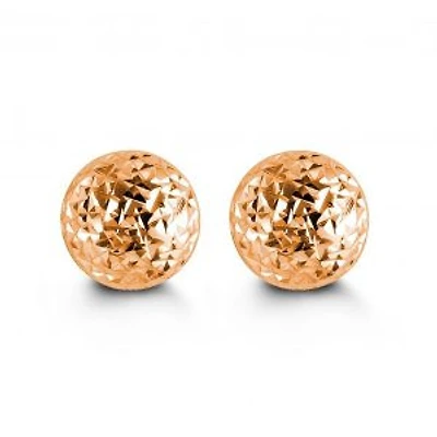 10kt Diamond-Cut Ball Stud Earrings 7mm