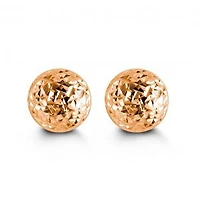 10kt Diamond-Cut Ball Stud Earrings 7mm