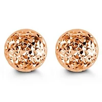 10kt Diamond-Cut Ball Stud Earrings 10mm