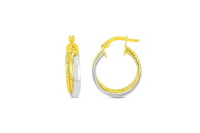 10kt Two-Tone Gold, Twisted Earrings