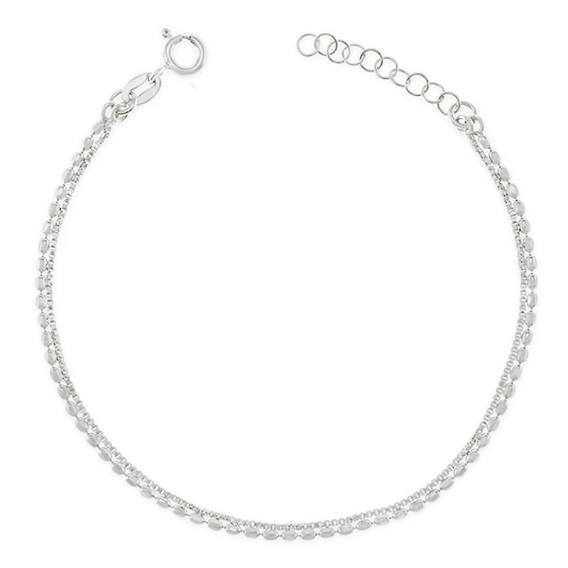 Sterling Silver Bead & Box Chain Bracelet 149163