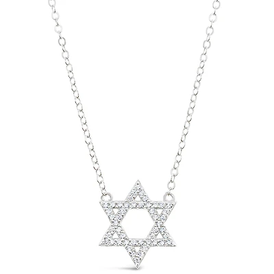 Sterling Silver Cubic Zirconia Star of David Necklace 151233