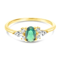 Gold Plated Sterling Silver Green Cubic Zirconia Ring 152242