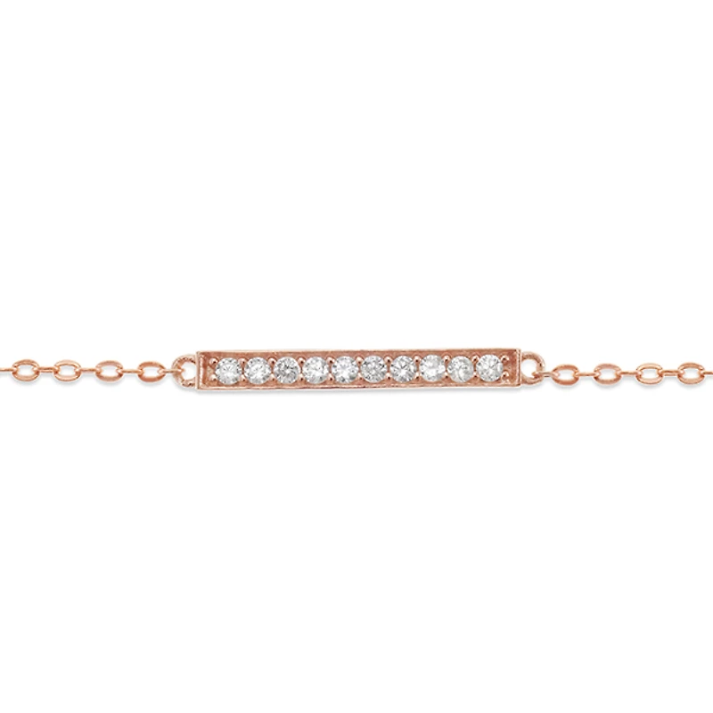 Rosegold Plated Sterling Silver Cubic Zirconia Pave Anklet 143326