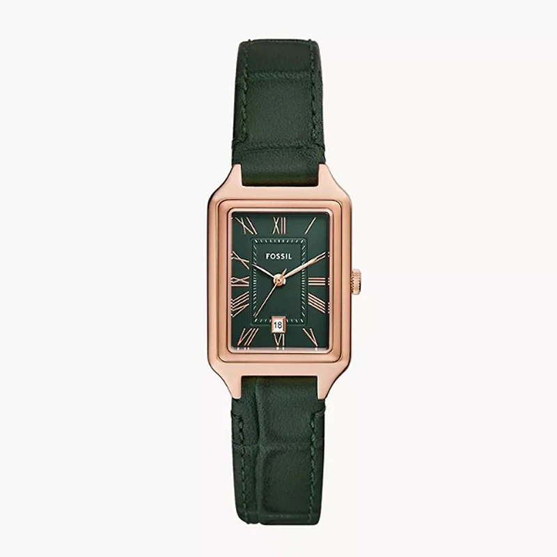 Fossil Raquel Three-Hand Date Green Croco LiteHide Leather Watch 152905