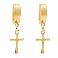 Stainless Steel Gold Cross Huggie Earrings 138270