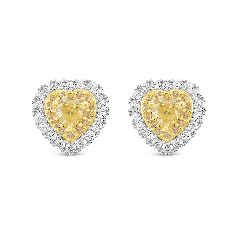 Sterling Silver Yellow Heart Cubic Zirconia Earrings 153483