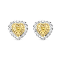 Sterling Silver Yellow Heart Cubic Zirconia Earrings 153483