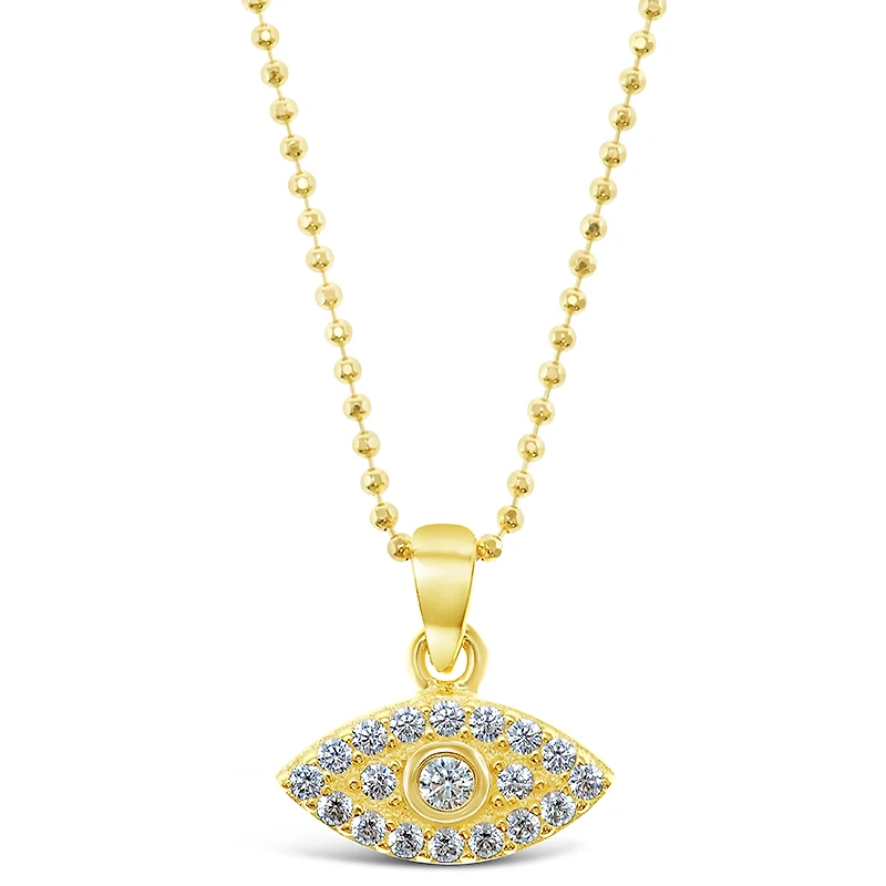 Gold Plated Sterling Silver Cubic Zirconia Evil Eye Necklace